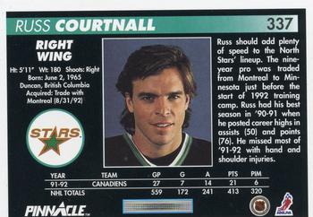 1992-93 Pinnacle #337 Russ Courtnall Back