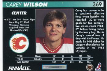 1992-93 Pinnacle #369 Carey Wilson Back