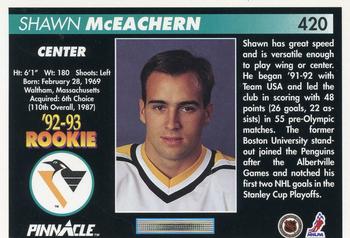 1992-93 Pinnacle #420 Shawn McEachern Back