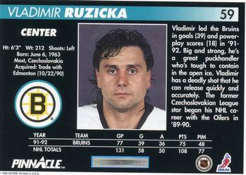 1992-93 Pinnacle #59 Vladimir Ruzicka Back
