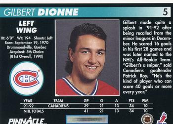 1992-93 Pinnacle #5 Gilbert Dionne Back