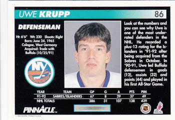 1992-93 Pinnacle #86 Uwe Krupp Back