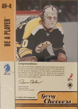 1999-00 Be a Player Memorabilia - American Hobby Autographs #AH-4 Gerry Cheevers Back