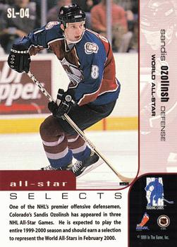 1999-00 Be a Player Memorabilia - All-Star Selects Gold #SL-04 Sandis Ozolinsh Back