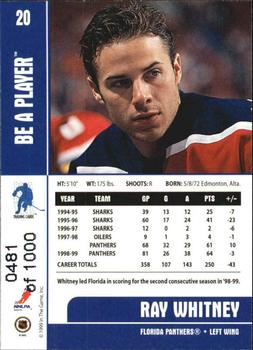 1999-00 Be a Player Memorabilia - Silver #20 Ray Whitney Back