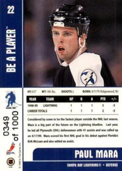 1999-00 Be a Player Memorabilia - Silver #22 Paul Mara Back