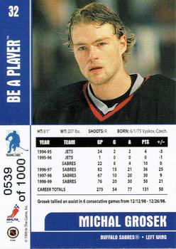 1999-00 Be a Player Memorabilia - Silver #32 Michal Grosek Back