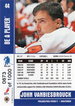 1999-00 Be a Player Memorabilia - Silver #44 John Vanbiesbrouck Back