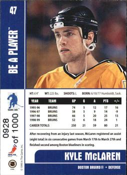 1999-00 Be a Player Memorabilia - Silver #47 Kyle McLaren Back