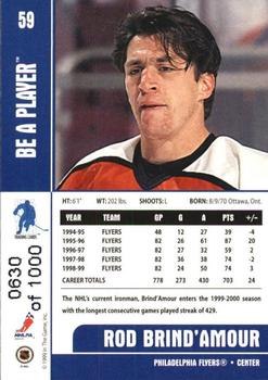 1999-00 Be a Player Memorabilia - Silver #59 Rod Brind'Amour Back