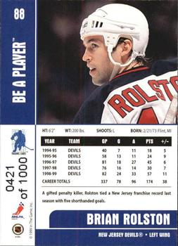 1999-00 Be a Player Memorabilia - Silver #88 Brian Rolston Back