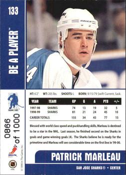 1999-00 Be a Player Memorabilia - Silver #133 Patrick Marleau Back