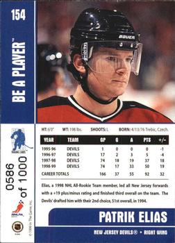 1999-00 Be a Player Memorabilia - Silver #154 Patrik Elias Back