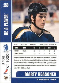1999-00 Be a Player Memorabilia - Silver #253 Marty Reasoner Back