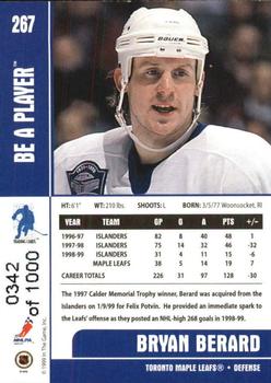 1999-00 Be a Player Memorabilia - Silver #267 Bryan Berard Back