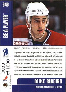 1999-00 Be a Player Memorabilia - Silver #348 Mike Ribeiro Back