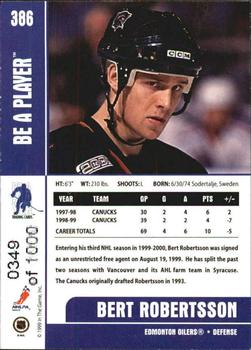 1999-00 Be a Player Memorabilia - Silver #386 Bert Robertsson Back