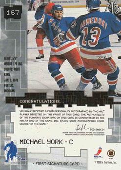 1999-00 Be a Player Millennium Signature Series - Autographs #167 Mike York Back
