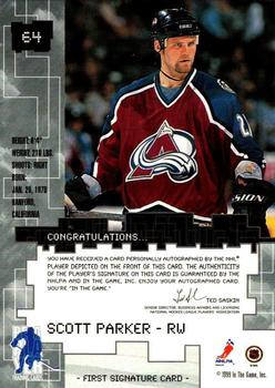 1999-00 Be a Player Millennium Signature Series - Autographs Gold #64 Scott Parker Back