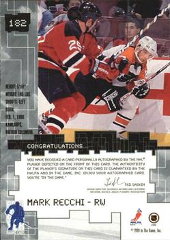 1999-00 Be a Player Millennium Signature Series - Autographs Gold #182 Mark Recchi Back
