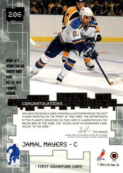 1999-00 Be a Player Millennium Signature Series - Autographs Gold #206 Jamal Mayers Back