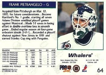 1992-93 Pro Set #64 Frank Pietrangelo Back