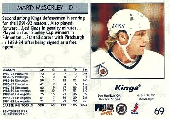 1992-93 Pro Set #69 Marty McSorley Back