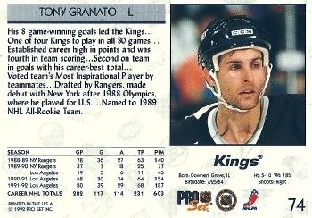 1992-93 Pro Set #74 Tony Granato Back