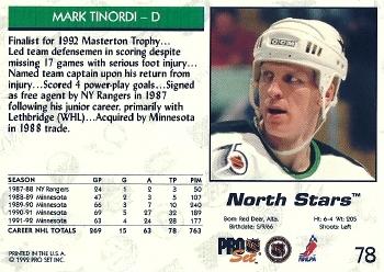 1992-93 Pro Set #78 Mark Tinordi Back