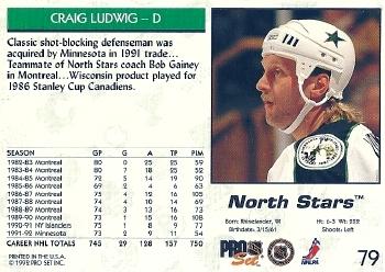 1992-93 Pro Set #79 Craig Ludwig Back