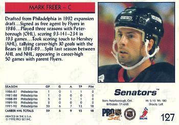 1992-93 Pro Set #127 Mark Freer Back