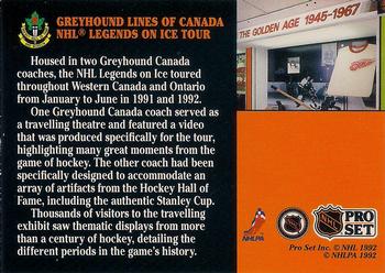 1992-93 Pro Set #NNO Greyhound Lines of Canada NHL Legends on Ice Tour Back