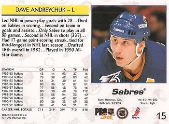 1992-93 Pro Set #15 Dave Andreychuk Back