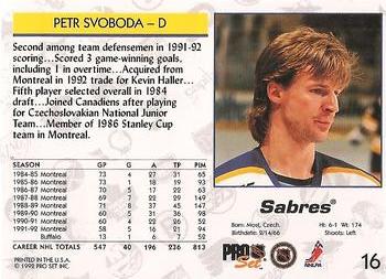 1992-93 Pro Set #16 Petr Svoboda Back