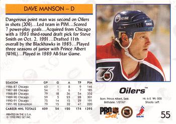 1992-93 Pro Set #55 Dave Manson Back