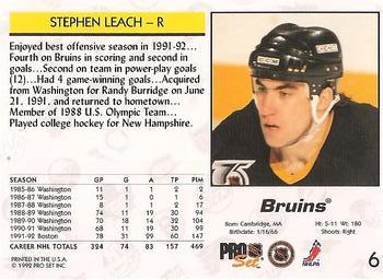 1992-93 Pro Set #6 Stephen Leach Back