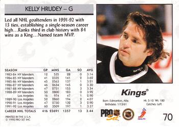 1992-93 Pro Set #70 Kelly Hrudey Back