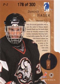 1999-00 Be a Player Millennium Signature Series - Pearson #P-2 Dominik Hasek Back