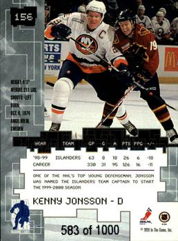 1999-00 Be a Player Millennium Signature Series - Ruby #156 Kenny Jonsson Back