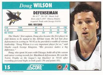 1992-93 Score #15 Doug Wilson Back