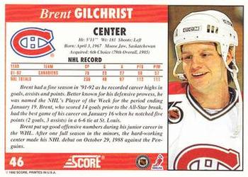 1992-93 Score #46 Brent Gilchrist Back