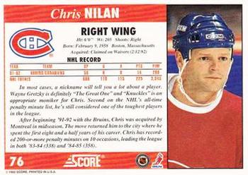 1992-93 Score #76 Chris Nilan Back