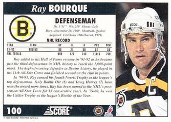 1992-93 Score #100 Ray Bourque Back