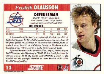 1992-93 Score #13 Fredrik Olausson Back
