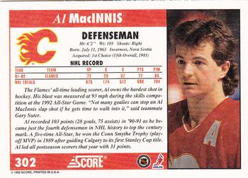 1992-93 Score #302 Al MacInnis Back