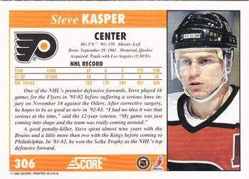 1992-93 Score #306 Steve Kasper Back