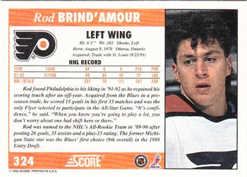 1992-93 Score #324 Rod Brind'Amour Back