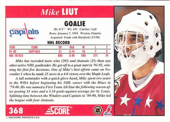 1992-93 Score #368 Mike Liut Back