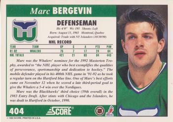 1992-93 Score #404 Marc Bergevin Back