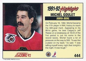 1992-93 Score #444 Michel Goulet Back